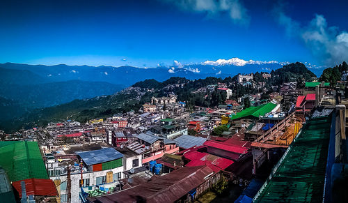 High angle view of townscape against sky