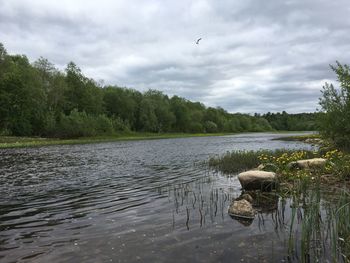 Scenic view of lake against sky