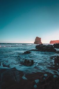 Scenic view of sea against clear sky