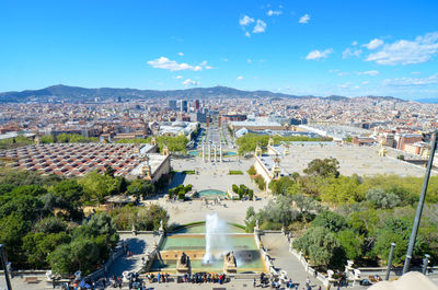 High angle view of buildings in city