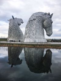 Reflection of a horse in a lake