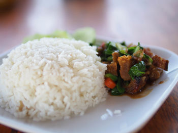 Close-up of meal served in plate