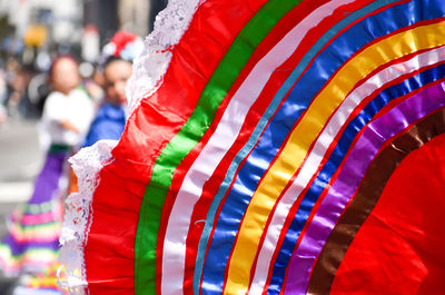 Traditional folklore dance along madison avenue, new york city during the mexican day parade.