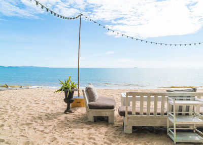 Scenic view of beach against sky