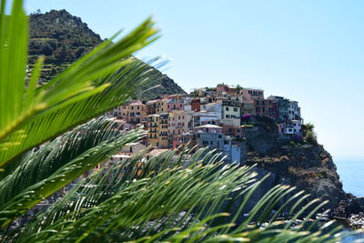 Panoramic view of city against clear sky