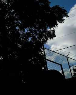 Low angle view of silhouette trees against sky