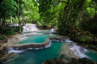 Scenic view of river flowing through rocks