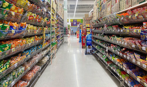 Panoramic view of market stall in store