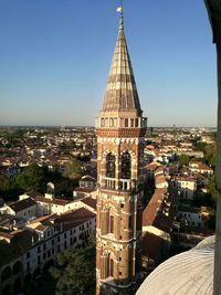 High angle view of buildings against sky in city