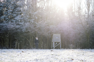 Scenic view of snow covered field