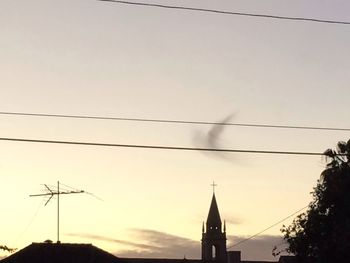 Low angle view of built structure against sky at sunset