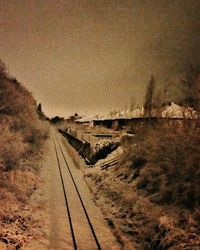 Railroad tracks against clear sky