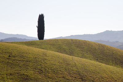 Scenic view of land against clear sky