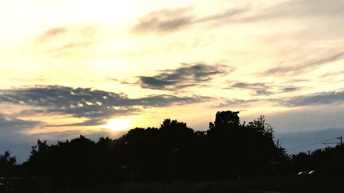 Silhouette trees against sky during sunset