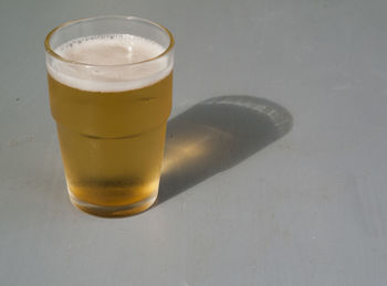 Beer glass on table