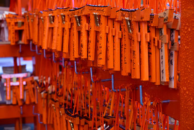 Full frame shot of mosque hanging in temple