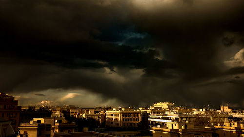 City against cloudy sky