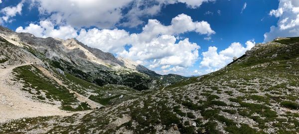 Panoramic view of mountains against sky