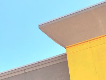 Low angle view of built structure against clear blue sky