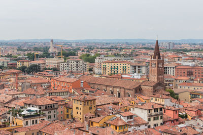 High angle view of cityscape against sky