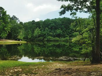 Scenic view of lake against sky