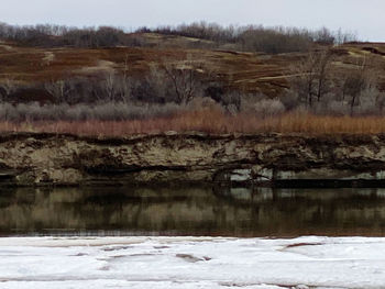 Scenic view of frozen lake against sky