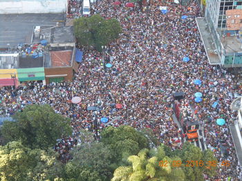 High angle view of crowd at music concert