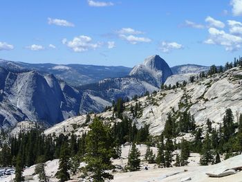 Scenic view of snow covered mountains