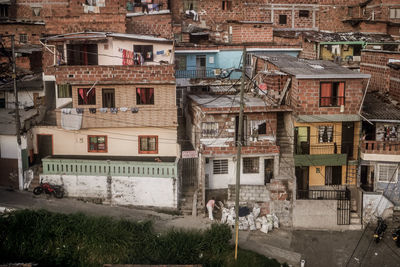 High angle view of residential buildings