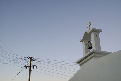 Low angle view of cross against clear sky