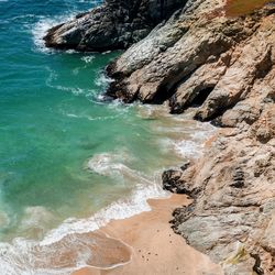 Rock formation on beach