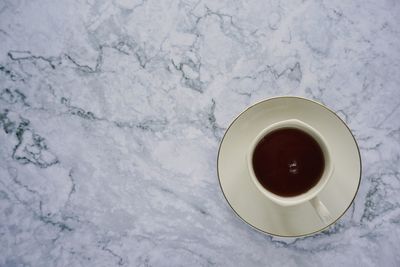 High angle view of coffee cup