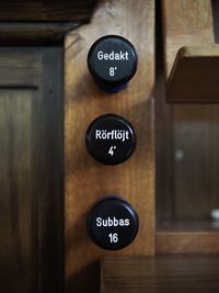 Close-up of text on table