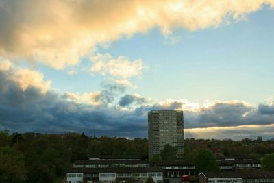 View of buildings against cloudy sky