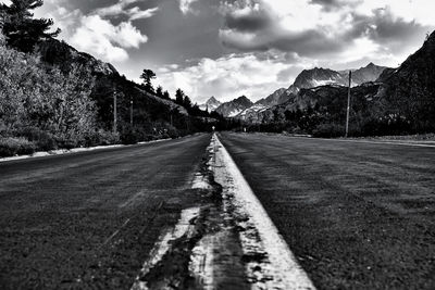 Surface level of road against sky