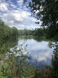 Scenic view of lake against sky