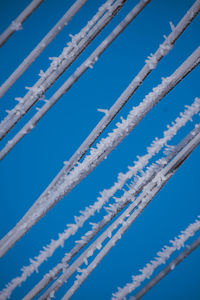 Low angle view of cables against blue sky