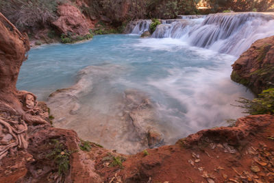 Scenic view of waterfall