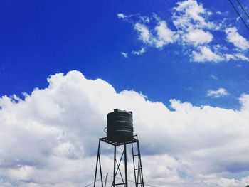 Low angle view of water tower against sky