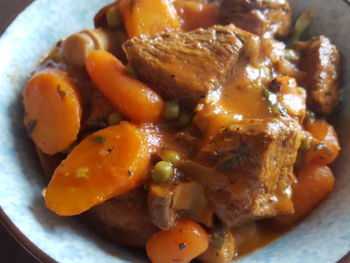 Close-up of food served in plate