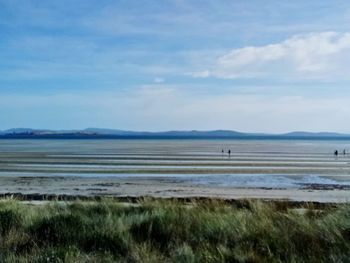 Scenic view of sea against blue sky