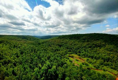 Scenic view of landscape against cloudy sky
