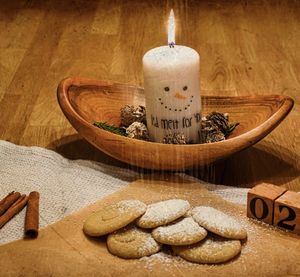 High angle view of cookies on table