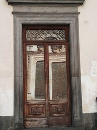 Closed door of building