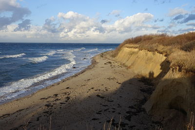 Scenic view of beach against sky