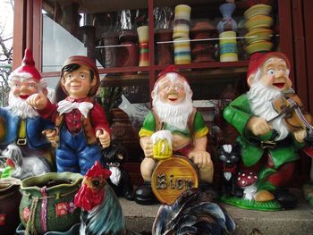 View of toys at market stall