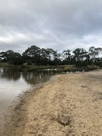 Scenic view of lake against sky