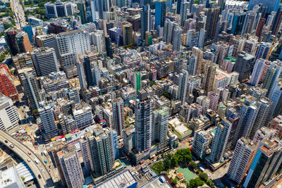 Aerial view of modern buildings in city