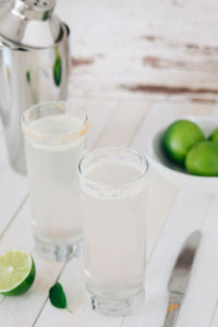 Close-up of beer glass on table