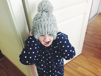 Cute baby girl indoors